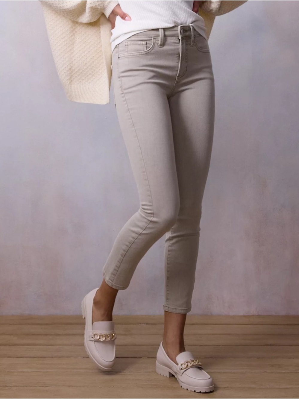 LC Lauren Conrad High Rise Skinny Ankle Sage Beige Jeans Size 4